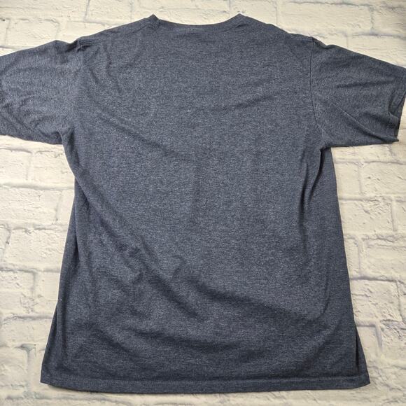 Fa Rawr Caroling T-Rex Tee Scary Santa Hat Heather Blue Christmas Holiday Large - Picture 4 of 9